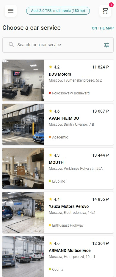 Car Service List (Mobile)